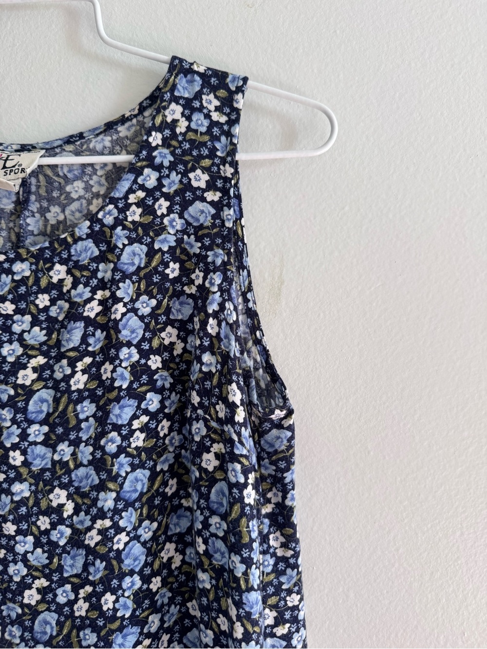 Vintage 90s Ease Sport Blue Floral Maxi Shirt Dress Size 6 - Picture 6 of 12